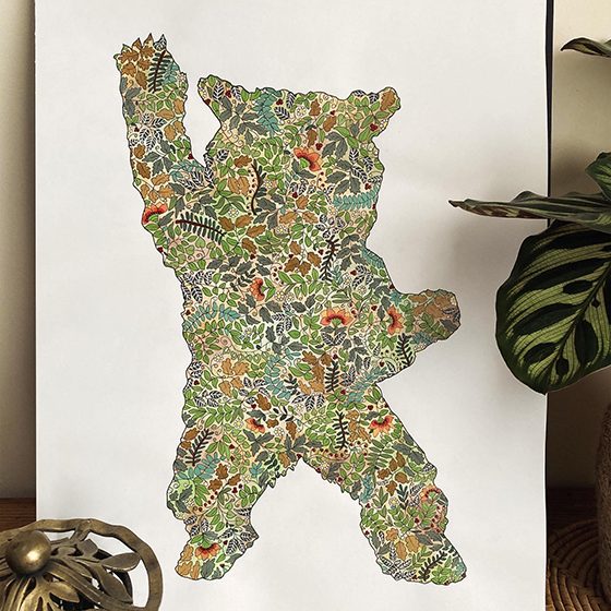 Floral Bear - A3
