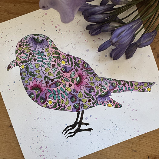 Little Paisley Bird - 15cm Square