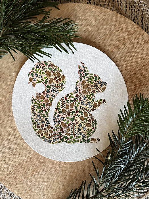 Red Squirrel Art - 18cm round